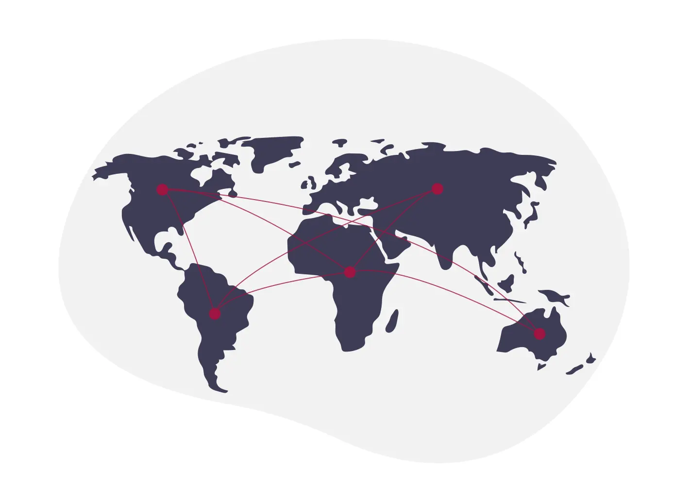 Illustration einer Weltkarte mit vernetzten Punkten, die globale Testkapazitäten symbolisieren.